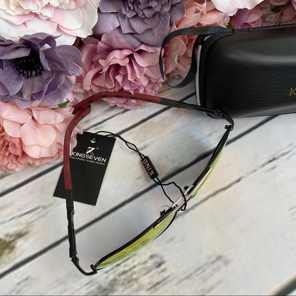 KINGSEVEN Vintage Red Mirrored Polarized Aviator Sunglasses - Picture 9 of 16